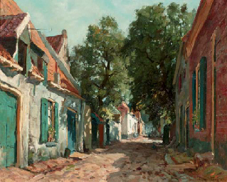 A Sunlit Village Street by Jan Van Vuuren - Auction record, sale price, and art valuation. Compare with similar artists and explore comparable artworks.