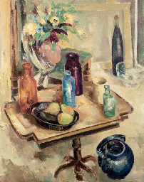 A Still Life with Bottles on a Table