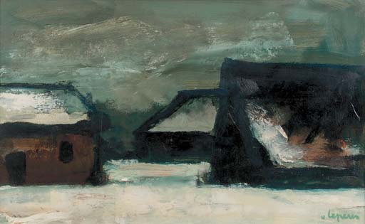 Oude Schuren Bij Winteravond - Old Barns in the Snow