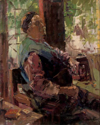 Portrait of Maurice Paul: The artist in his studio - A self portrait