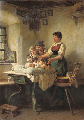 Admiring the newborn