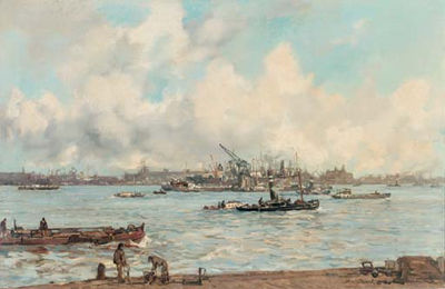 De Maas bij den Willemskade: a busy day on the river, Rotterdam