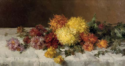 Colourful flowers on a table