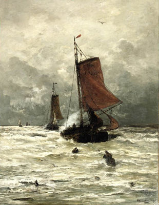 In danger: Scheveninger Bomschuiten in the surf