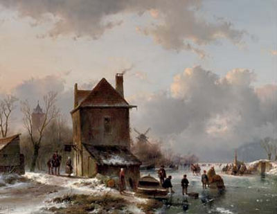 Sample artwork by Andreas Schelfhout (1787 - 1870), known for romantic landscape-snowscene painting, etching, lithography - View similar artists and auction records