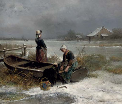 Pulling on the ice skates