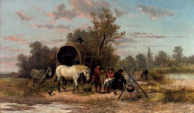A Gipsy family preparing supper by Alexis De Leeuw - Auction record, sale price, and art valuation. Compare with similar artists and explore comparable artworks.