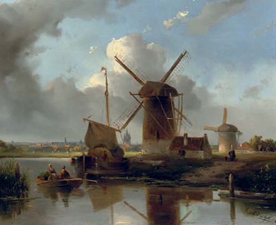 Windmills near Delft by Adrianus Jacobus Vrolijk - Auction record, sale price, and art valuation. Compare with similar artists and explore comparable artworks.