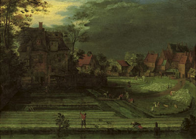 A Town with Figures Working in Bleaching Fields in the Foreground