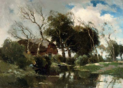 Fishing near a cottage