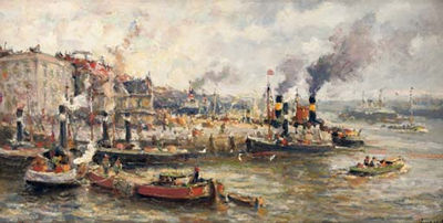 A busy day in the harbour, Rotterdam