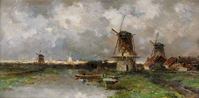 Opkomend onweder: windmills along a river by Willem Cornelis Rip - Auction record, sale price, and art valuation. Compare with similar artists and explore comparable artworks.