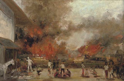 Fire near S.C.S. station, Cheribon