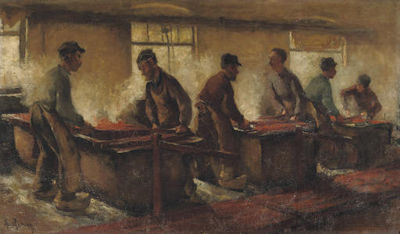 De Krabbers (kantoenweverij): at the weaving-looms