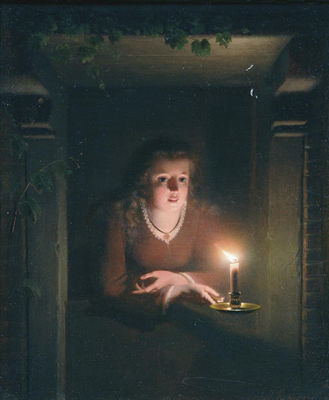 A young girl by candlelight