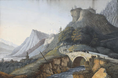Crossing a bridge by Mount St Plomb