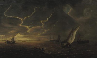 Shipping in choppy waters at sunset