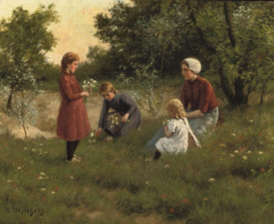 Sample artwork by Hendrik Heyligers (1877 - 1967), known for domestic genre and figure painting-interiors, teaching - View similar artists and auction records