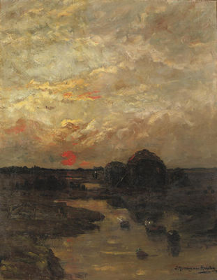 Zonsondergang: a rural landscape at sunset
