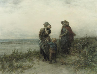 Fisherwomen waiting in the dunes