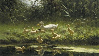 Sample artwork by Constant David Ludovic Artz (1870 - 1951), known for landscape, small animal (ducks) painting - View similar artists and auction records