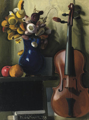 A still life with a violin
