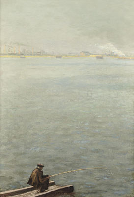 Angler on the river Maas, Rotterdam