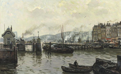 Vier Leeuwenbrug, Rotterdam, with Oude Maasbrug in the background