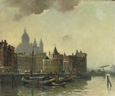 The Schreierstoren with the St. Nicolaas Kerk beyond, Amsterdam