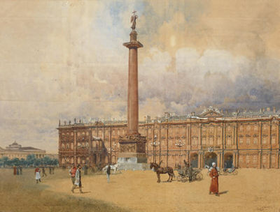 In front of the Winter Palace, St Petersburg by Franz Kopallik - Auction record, sale price, and art valuation. Compare with similar artists and explore comparable artworks.