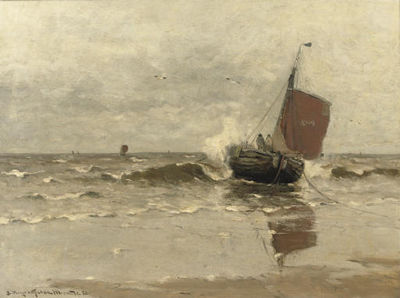 Bomschuit in the surf, Katwijk by Gerhard Arij Ludwig Morgenstjerne Munthe - Auction record, sale price, and art valuation. Compare with similar artists and explore comparable artworks.