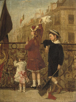Waving to the procession, Paris by Albert Roosenboom - Auction record, sale price, and art valuation. Compare with similar artists and explore comparable artworks.