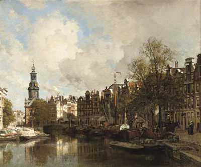 The Flowermarket with the Munttoren beyond, Amsterdam