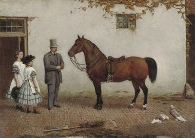 Jhr Jacob Carel Martens (1817-1872) with his daughters: preparing for a ride by Willem De Famars Testas - Auction record, sale price, and art valuation. Compare with similar artists and explore comparable artworks.