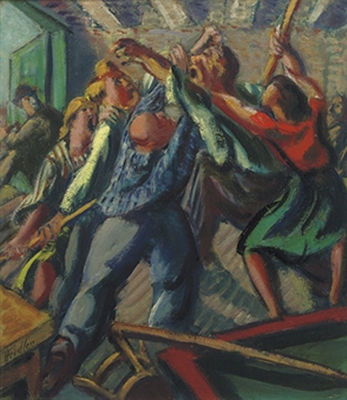 Gevecht in café - Bar fight by Herbert Otto Fiedler - Auction record, sale price, and art valuation. Compare with similar artists and explore comparable artworks.