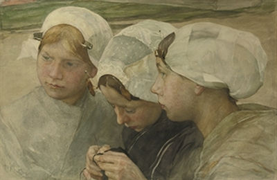 Drie Scheveningse meisjes: three friends, Scheveningen