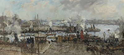 La Meuse devant Rotterdam: a busy day at the Leuvehaven, Rotterdam by Johann Hendrick van Mastenbroek - Auction record, sale price, and art valuation. Compare with similar artists and explore comparable artworks.