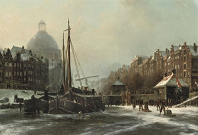 Winterdag: on the frozen Singel, Amsterdam