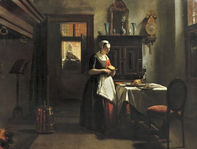 An Amsterdam orphan girl preparing supper by Hubertus Van Hove - Auction record, sale price, and art valuation. Compare with similar artists and explore comparable artworks.