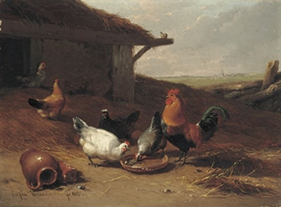 Poultry near a ruin by Albertus Verhoesen - Auction record, sale price, and art valuation. Compare with similar artists and explore comparable artworks.