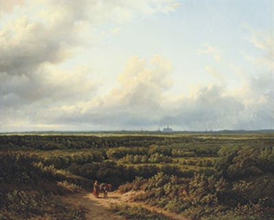Figures in an extensive summer landscape with Haarlem in the distance by George Andries Roth - Auction record, sale price, and art valuation. Compare with similar artists and explore comparable artworks.