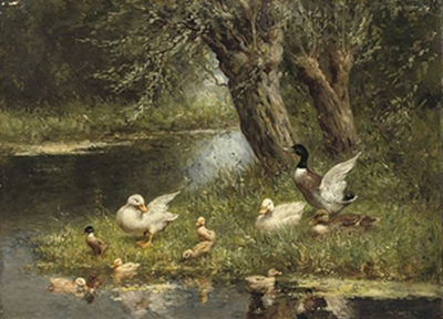 A duck family near the pond by Constant David Ludovic Artz - Auction record, sale price, and art valuation. Compare with similar artists and explore comparable artworks.