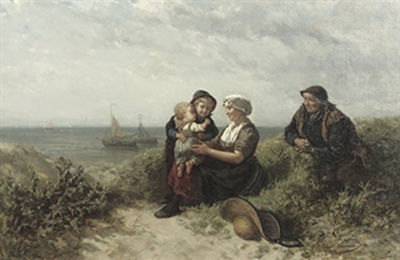 A family in the dunes by Elchanon Leonardus Verveer - Auction record, sale price, and art valuation. Compare with similar artists and explore comparable artworks.