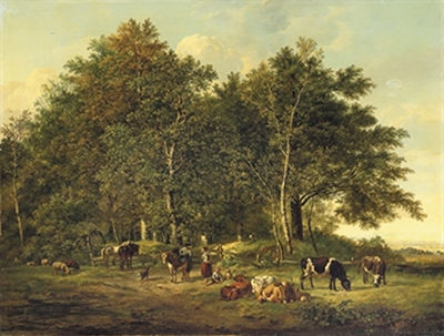 A peasant family in the meadow by Pieter Gerardus van Os - Auction record, sale price, and art valuation. Compare with similar artists and explore comparable artworks.