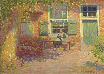 Girl in front of a farm in het Gooi