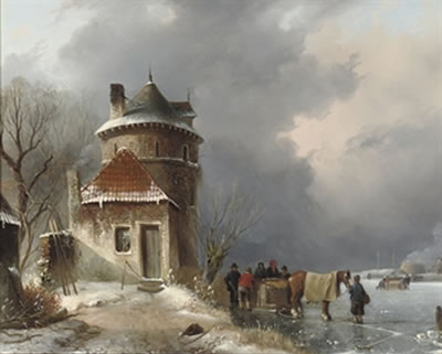 A winter landscape with a horse-drawn sleigh by Joseph Jodocus Moerenhout - Auction record, sale price, and art valuation. Compare with similar artists and explore comparable artworks.