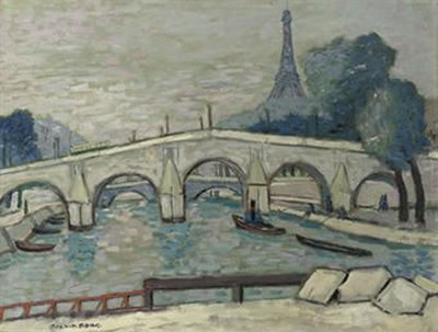 A view of the Seine, the Eiffel tower in the distance, Paris