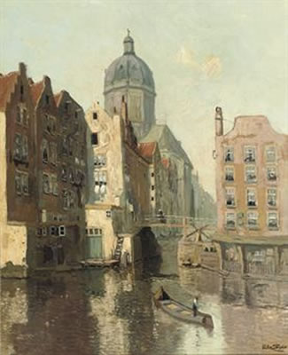 The St. Nicolaas church seen from the Oudezijds Kolk, Amsterdam