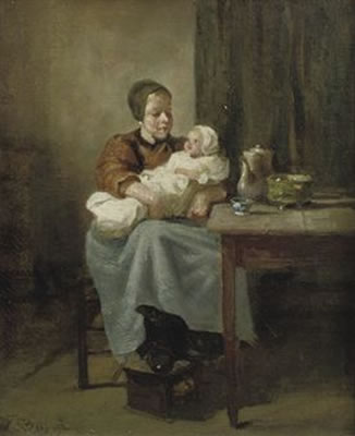 A Dutch interior with two sisters