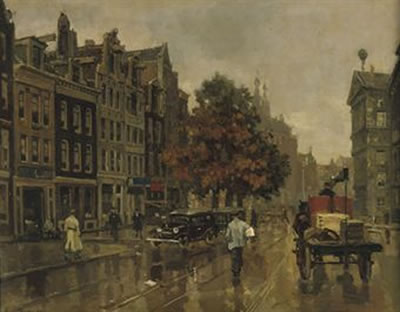 Nieuwezijds Voorburgwal, Amsterdam, with the Royal Palace at the right